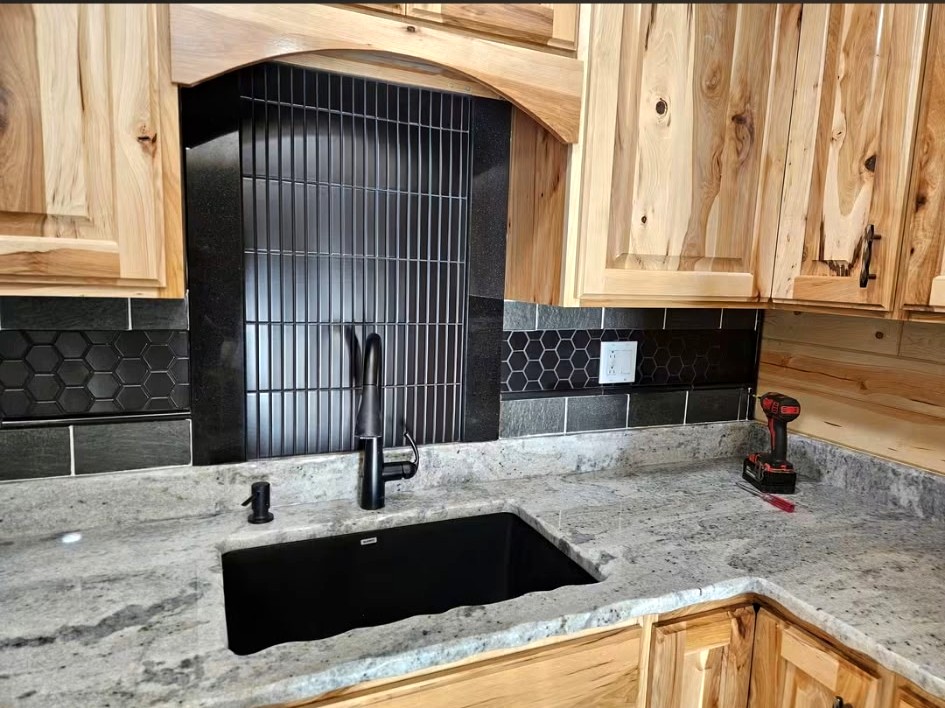Rustic Kitchen with Granite Sink